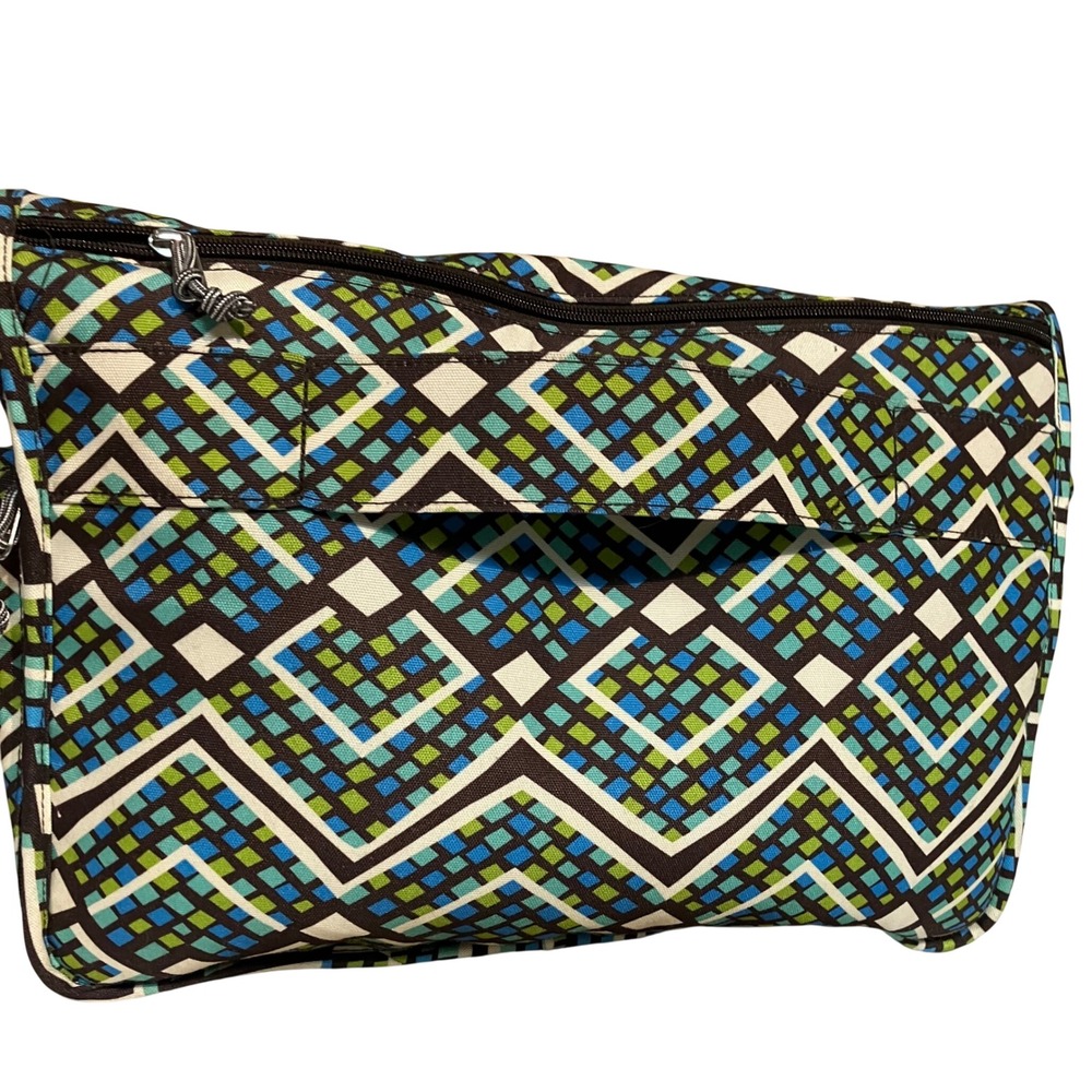Vera Bradley Messenger Bag Women Medium Blue Green Geometric Excellent Crossbody